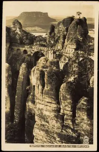 Sächsische Schweiz Blick auf die Basteibrücke Lilienstein 1960 Walter Hahn:3208