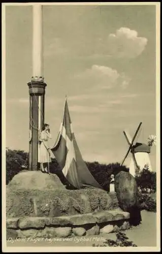 Düppel Dybbøl Sogn Windmühle Windmill Frau hießt dänische Flagge 1934