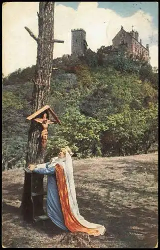 Ansichtskarte Eisenach Betende vor Jesuskreuz Wartburg 1912