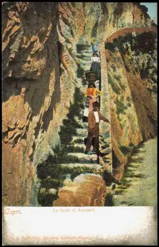 Cartolina Capri La Scala di Anacapri. 1908