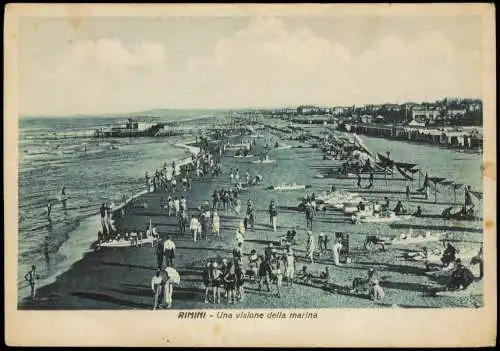 Cartolina Rimini Una visione della marina 1928