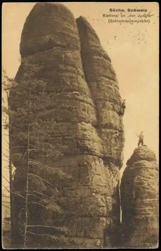 Bad Schandau Schrammsteine Bergsteiger Kletterei an der Jungfer 1937