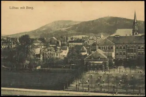 Ansichtskarte Löbau Stadtpartie mit Kaserne 1924