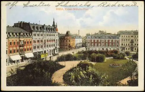 Ansichtskarte Riesa Kaiser-Wilhelm-Platz 1911