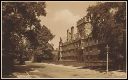 Postcard Oxford Straßenpartie Wadmam College 1929