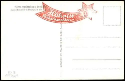 Ansichtskarte Sasbachwalden Sternenwirtshaus Hohritt - Stube 1934