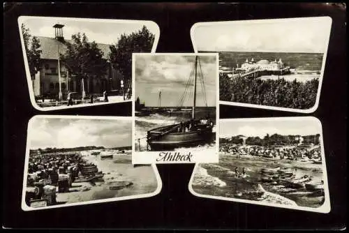 5 Ansichtskarten Lot Ahlbeck (Usedom): Strand und Seebrücke 1960