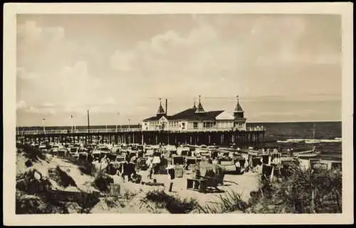 5 Ansichtskarten Lot Ahlbeck (Usedom): Strand und Seebrücke 1960