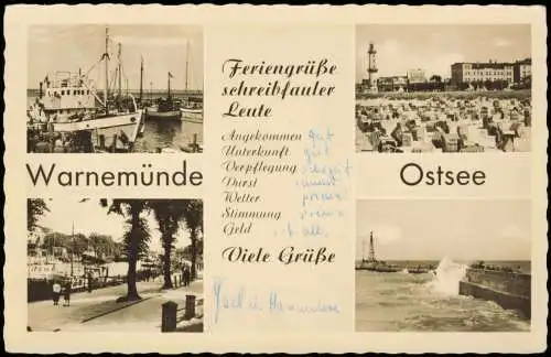 4 Ansichtskarten Lot Warnemünde-Rostock Strand, Mole 1960