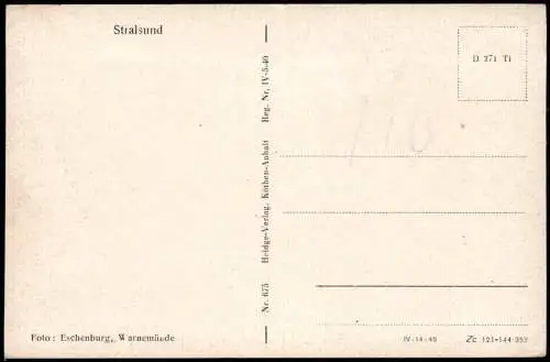 Lot 5 Ansichtskarten Stralsund St. Marien, Knieperteich 1936/1960