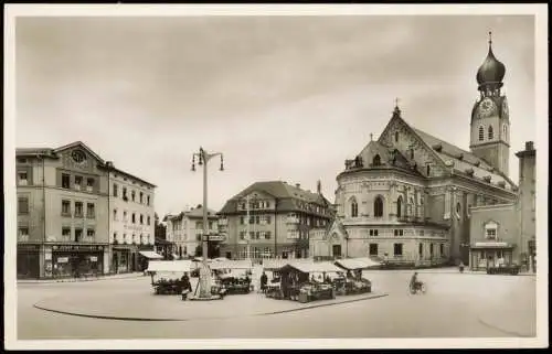 Ansichtskarte Rosenheim Ludwigsplatz Markttrieben Geschäft 1930