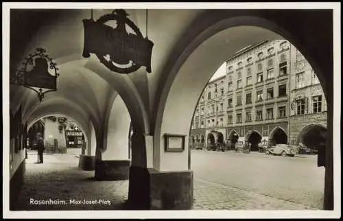 Ansichtskarte Rosenheim Max-Josef-Platz, Laubengang 1930