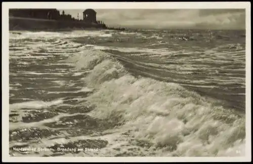 Ansichtskarte Borkum Nordsee Brandung am Strand - Fotokarte 1931