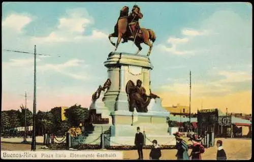 Postcard Buenos Aires Plaza Italia Monumento Garibaldi 1912  Argentinia