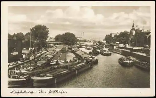 Ansichtskarte Magdeburg Zollhafen - Fotokarte 1951