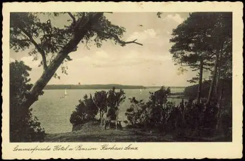 Ansichtskarte Lenz-Malchow (Mecklenburg) Hotel u. Pension Kurhaus Lenz 1936