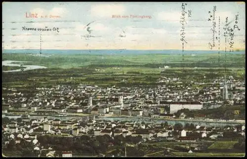 Ansichtskarte Linz Blick vom Pöstlingberg. 1909