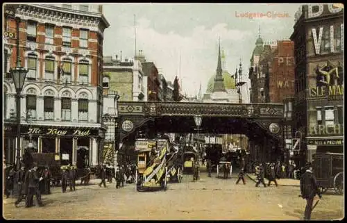 Postcard London Ludgate-Circus. 1912