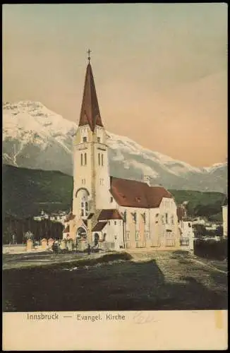 Ansichtskarte Innsbruck Partie an der evangel. Kirche 1909