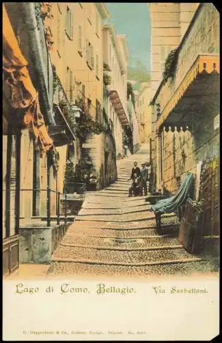 Cartolina Bellagio Lago di Como. Via Serbelloni. 1907