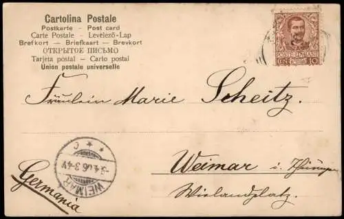 Cartolina Neapel Napoli Vesuv Vesuvio Vesuvius - Künstlerkarte 1906