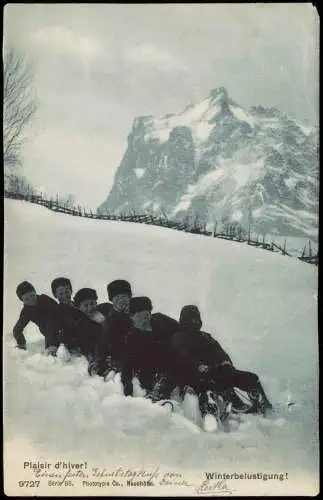 Ansichtskarte Schweiz Plaisir d'hiver! Winter Schlitten 1907 Helvetia