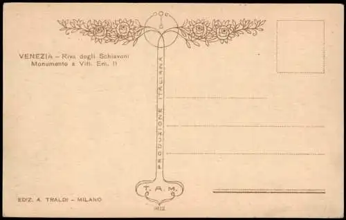 Venedig Venezia Riva degli Schiavoni Monumento Mondschein Blaudruck 1914