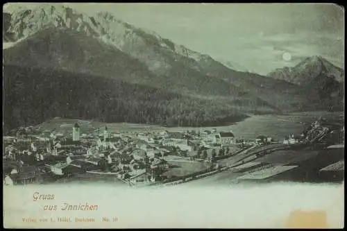 Cartolina Innichen San Candido Stadtblick Mondscheinlitho 1899  Südtirol