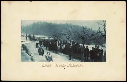 Ansichtskarte Zürich Dolder Schlittbahn Schlitten Wettkampf Winter 1911