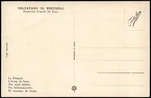 Cartolina Pozzuoli SOLFATARA La Fangaia. The mud hollow. 1932