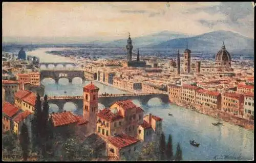 Cartolina Florenz Firenze Totale - Künstlerkarte 1925