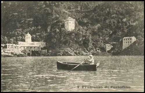 Cartolina Portofino S. Fruttuoso Abtei Ruderer 1908