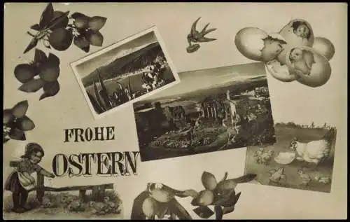 Cartolina Taormina FROHE OSTERN! Mehrbildkarte 1930