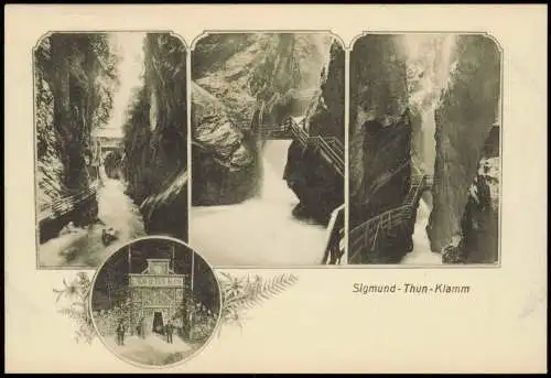 Ansichtskarte Kaprun 4 Bild Sigmund Thun Klamm - Eingang 1904/1909