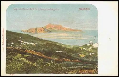 Cartolina Sorrent (Kampanien) Sorrento Stadt mit Blick auf Capri 1907