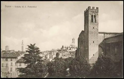 Cartolina Siena Veduta di S. Domenico 1916