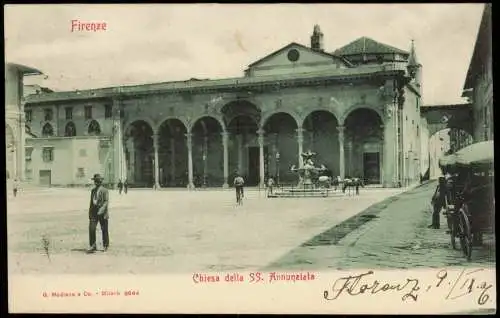 Cartolina Florenz Firenze Chiesa della SS. Annunziata 1908