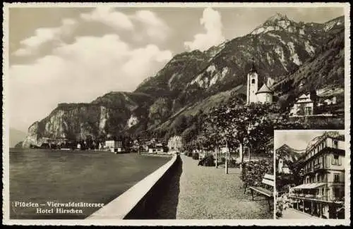 Ansichtskarte Flüelen 2 Bild Vierwaldstättersee Hotel Hirschen 1932