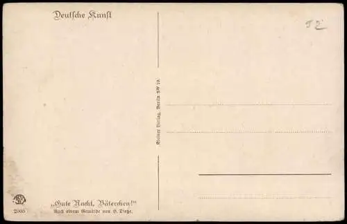 Gute Nacht, Väterchen! Mädchen Bild des Vaters Kinder Künstlerkarte 1915