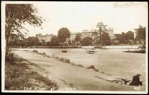 Postcard Surbiton The River Greater London 1937