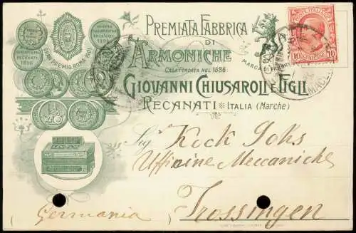 Rom Roma PREMIATA FABBRICA ARMONICHE GIOVANNI CHIUSAROILY FIGIL 1910