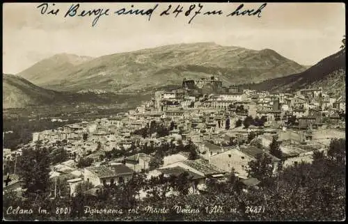 Cartolina Celano Panorama col monte Velino 1943