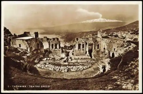 Cartolina Taormina Teatro Greco Vulkan Etna 1933  Sicilia Sizilien