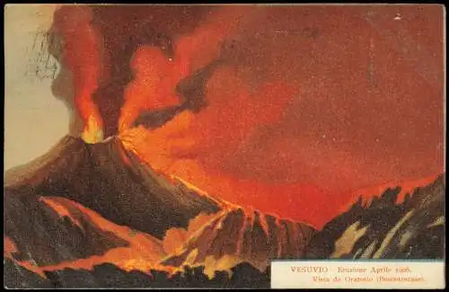 Neapel Napoli Vesuv VESUVIO Eruzione Aprile Vista da Oratorio Boscotrecase 1906