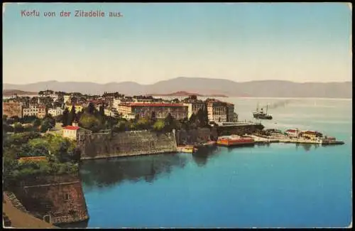 Postcard Korfu von der Zitadelle aus 1915