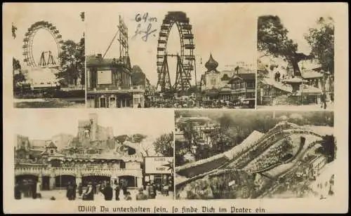 Ansichtskarte Wien Prater Mehrbild Riesenrad Achterbahn u.a. 1932