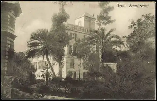 Cartolina Nervi-Genua Genova (Zena) Schweizerhof 1912