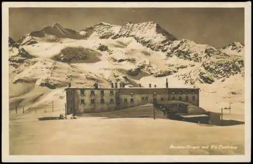 Puschlav Poschiavo Bernina-Hospiz und Piz Cambrena im Winter 1928