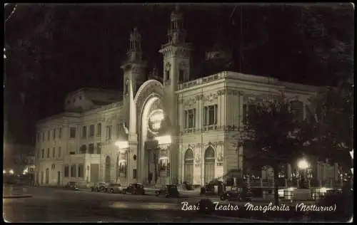 Cartolina Bari Puglia Teatro Margherita (notturna) 1942