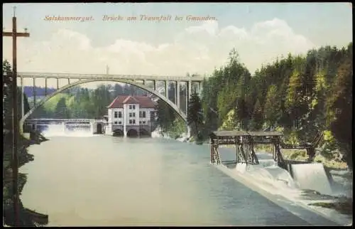 Ansichtskarte Gmunden (Salzkammergut) Salzkammergut. Brücke am Traunfall 1926